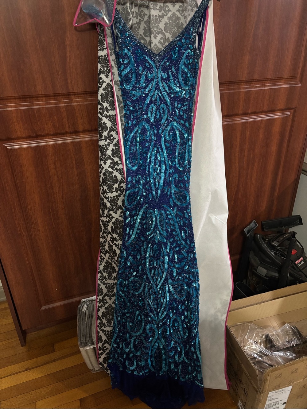 Elegant Beaded Navy Blue prom/ pageant dress